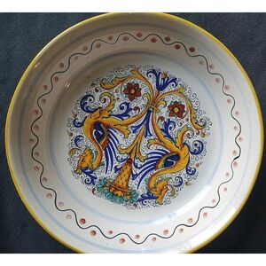 Deruta Raffaellesco 10" Pedestal Round Serving Bowl Italian Pottery